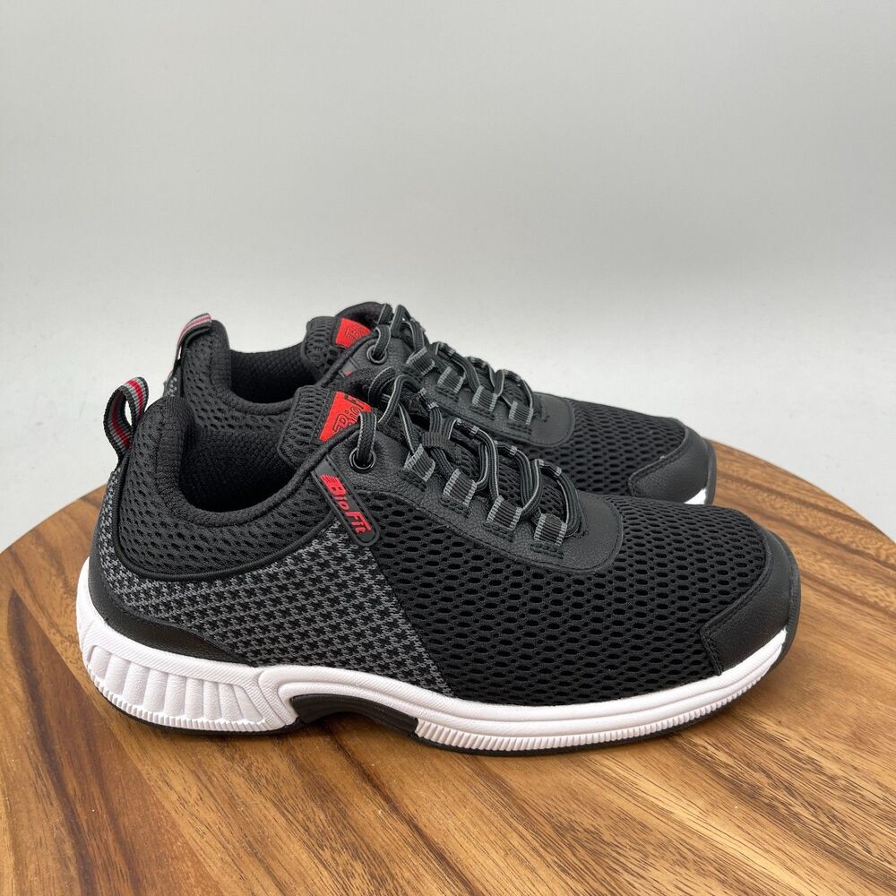 Orthofeet 617 Biofit Edgewater Shoes Mens Size 7 2E Black Casual Walking Sneaker